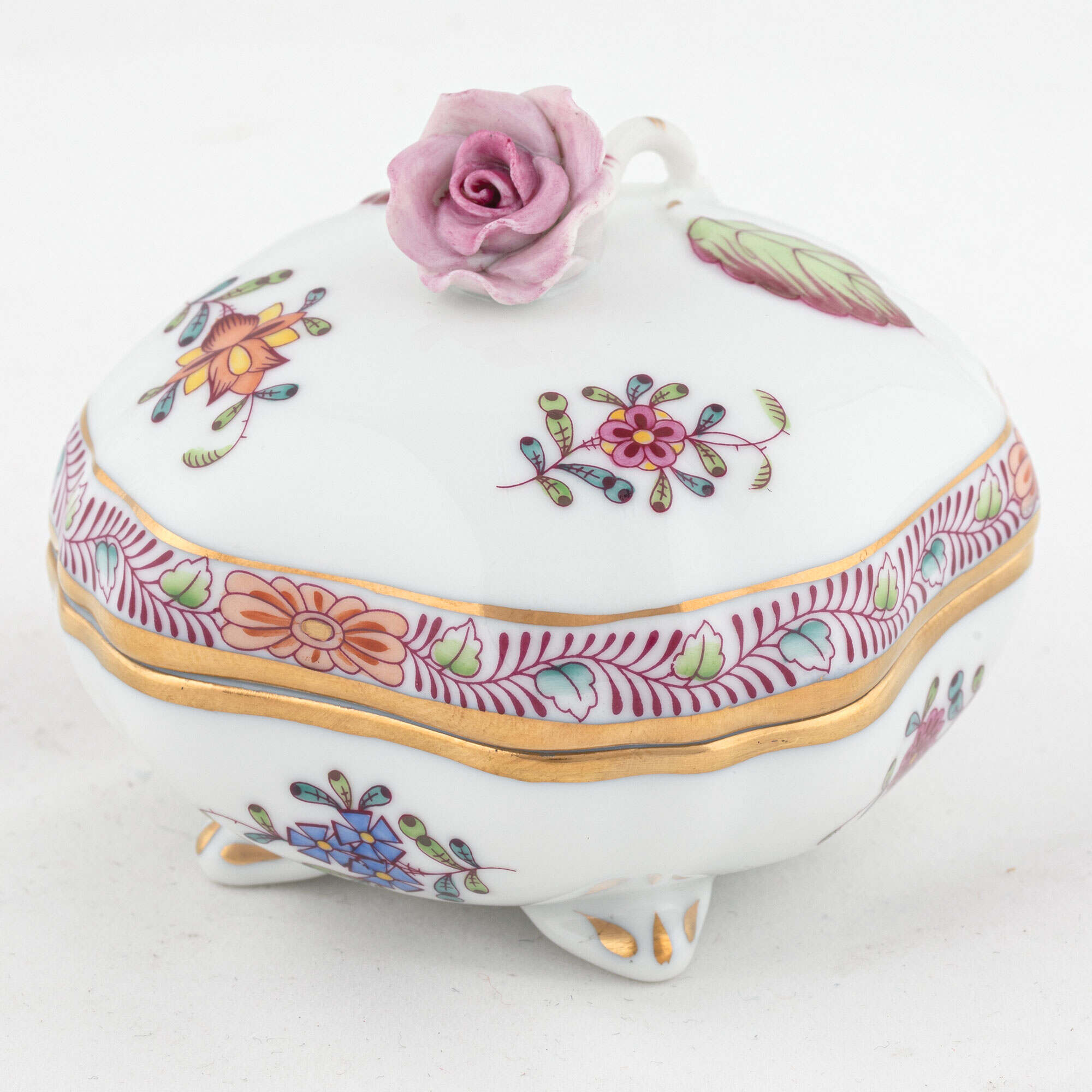 Herend Chinese Bouquet Multicolor Covered Bonbon with Rose Candy Dish — additional view