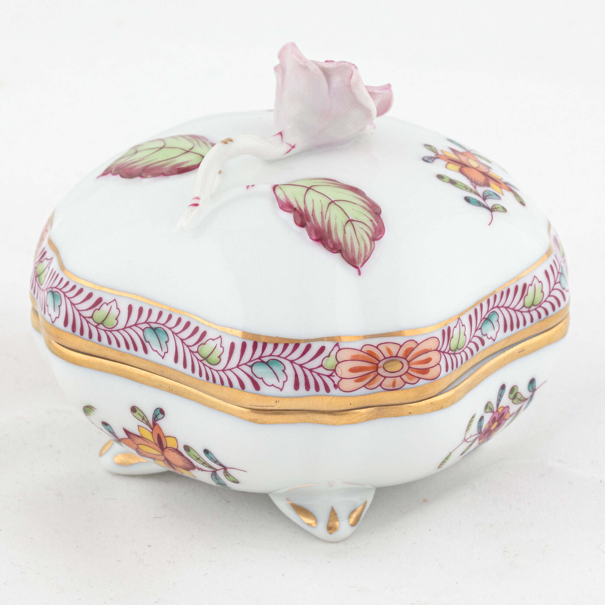 Herend Chinese Bouquet Multicolor Covered Bonbon with Rose Candy Dish — additional view