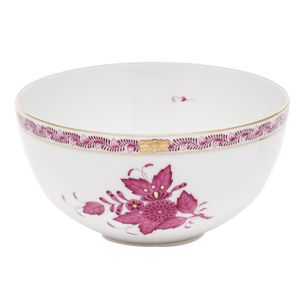 Hand-painted Herend Chinese Bouquet Raspberry Small Bowl in fine porcelain, 3in H X 5.75in D, on a white background