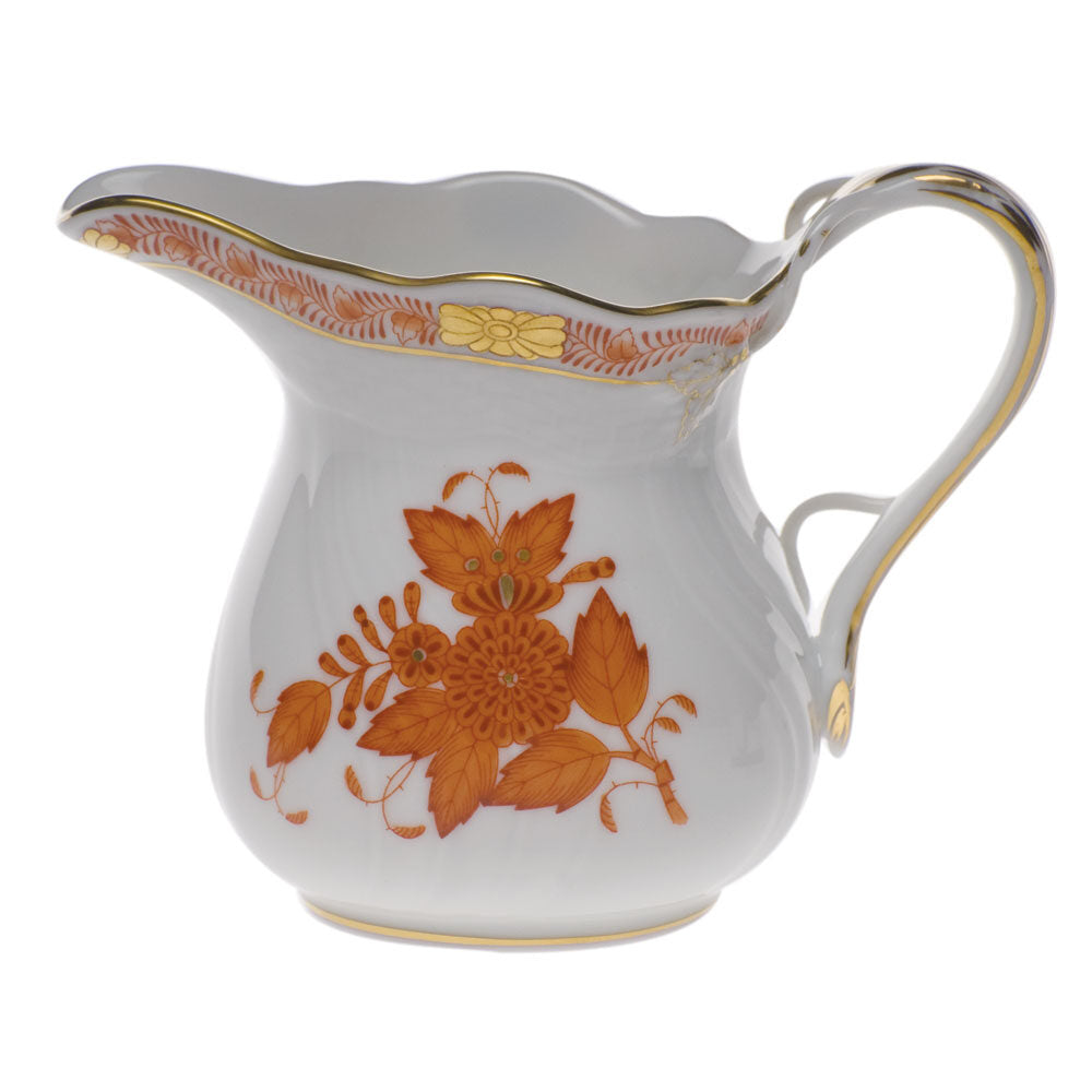 Hand-painted Herend Chinese Bouquet Rust Creamer in fine porcelain, (6 OZ) 3.5in H, on a white background