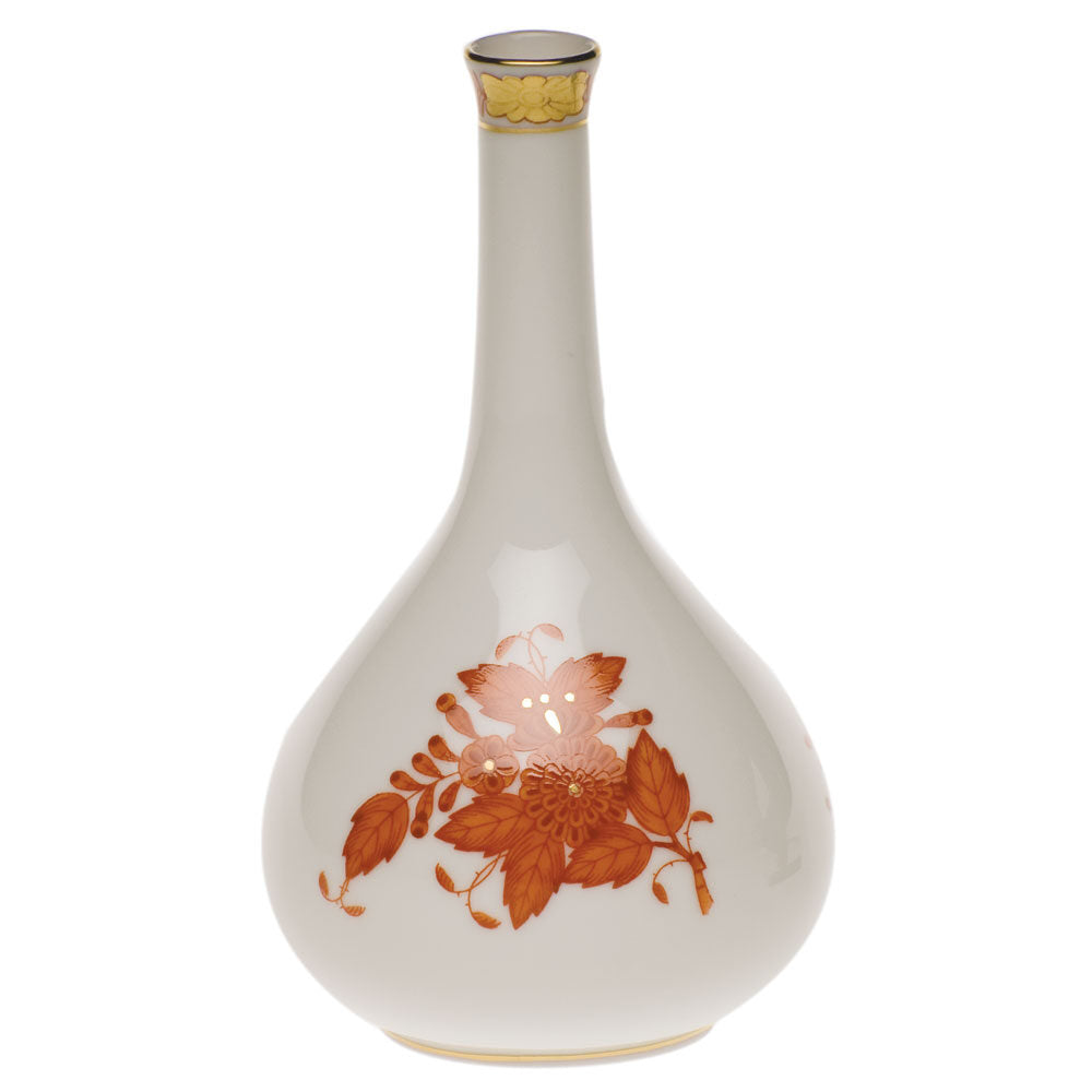 Hand-painted Herend Chinese Bouquet Rust Medium Bud Vase in fine porcelain, 5.25in H, on a white background
