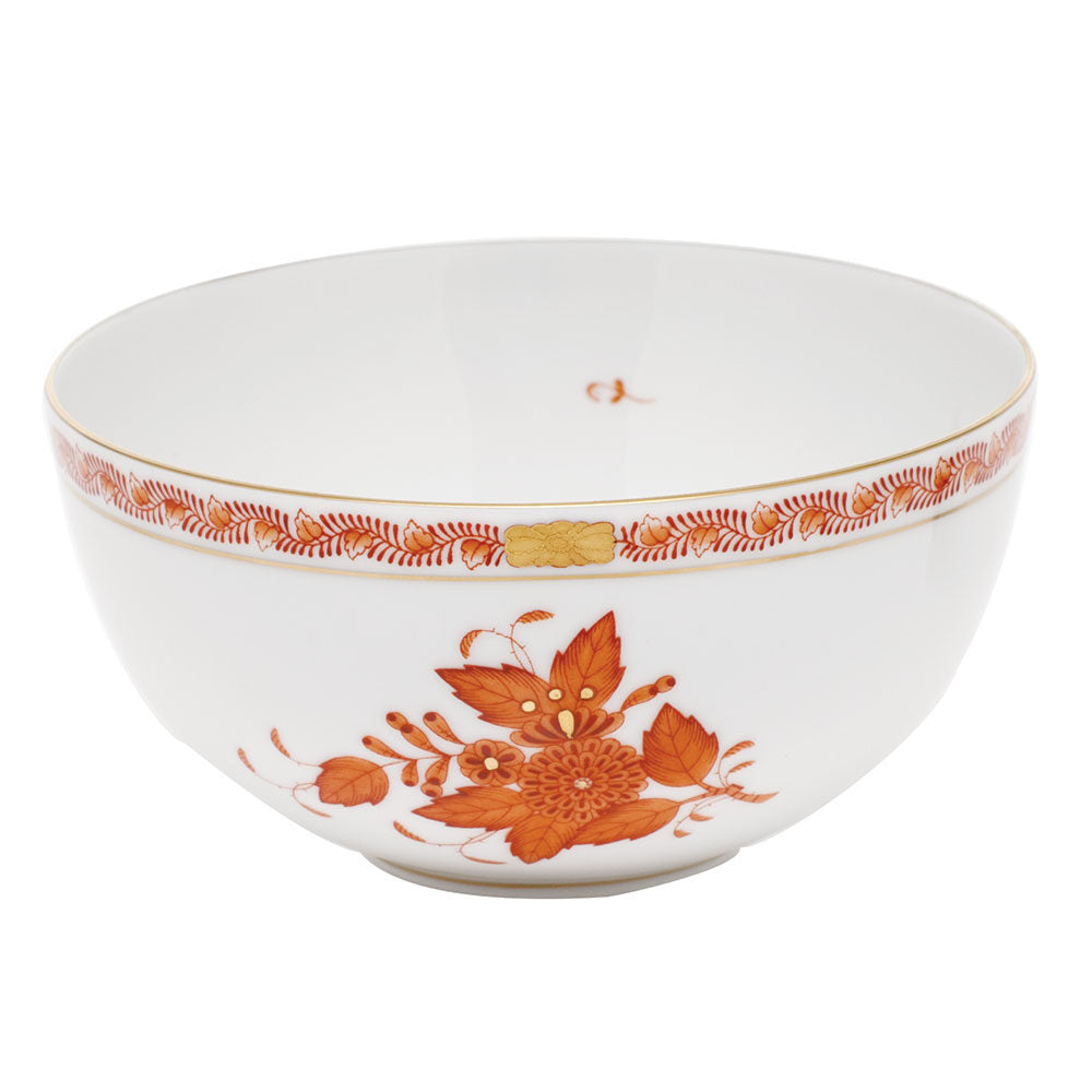 Hand-painted Herend Chinese Bouquet Rust Small Bowl in fine porcelain, 3in H X 5.75in D, on a white background