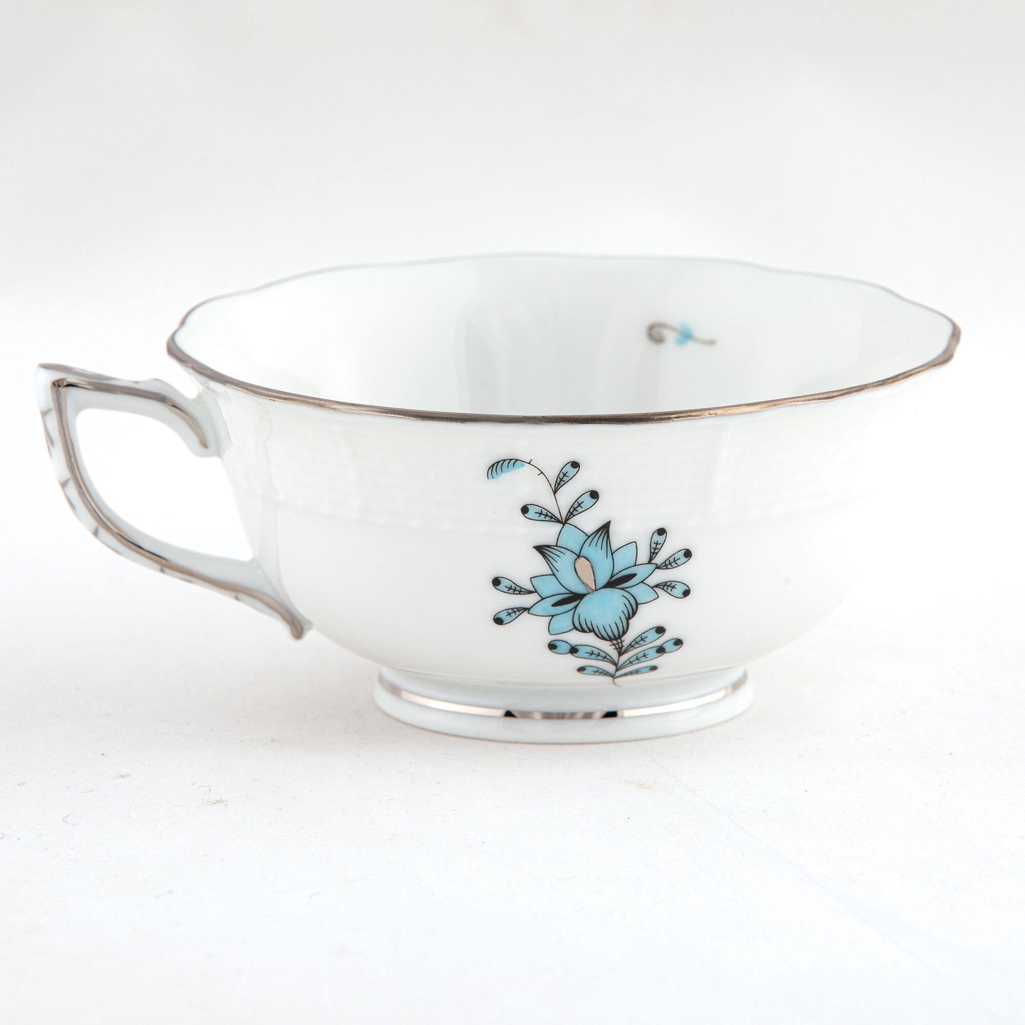 Herend Chinese Bouquet Turquoise & Platinum Tea Cup Cup & Saucer Set โ additional view