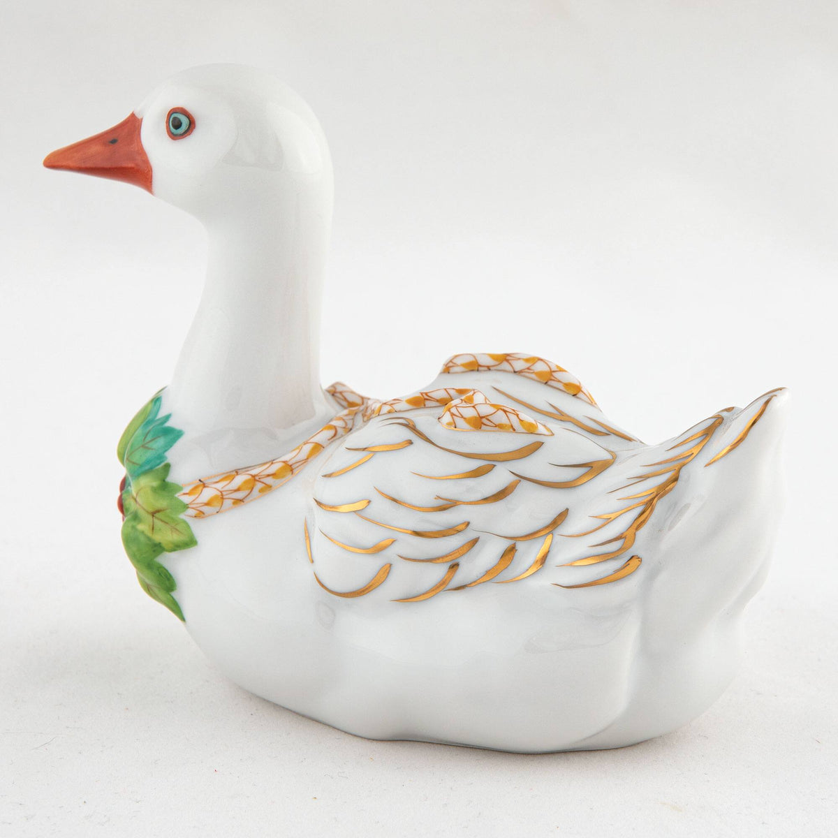 Herend Christmas Goose Figurine – Butterscotch, alternate view