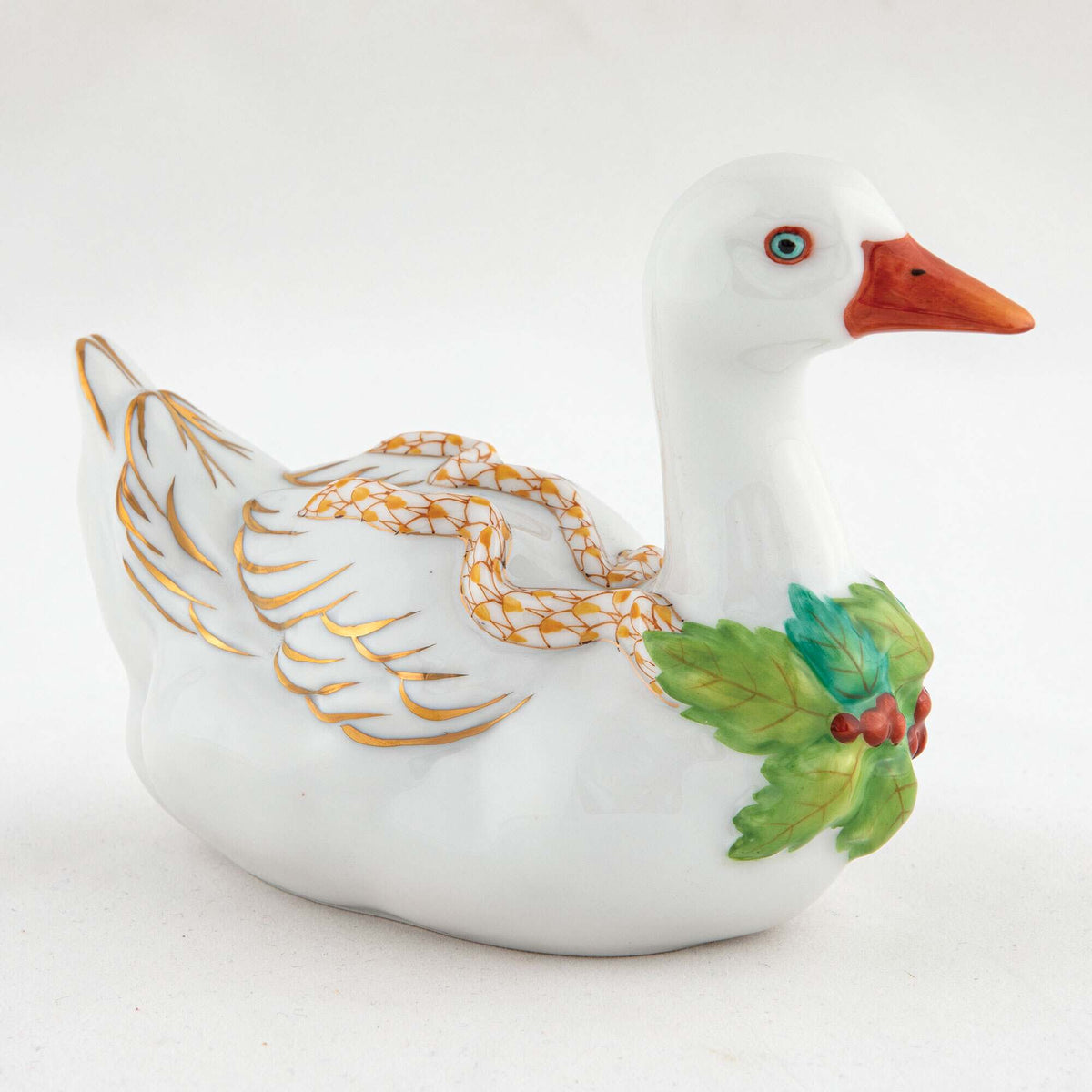 Herend Christmas Goose Figurine – Butterscotch, alternate view