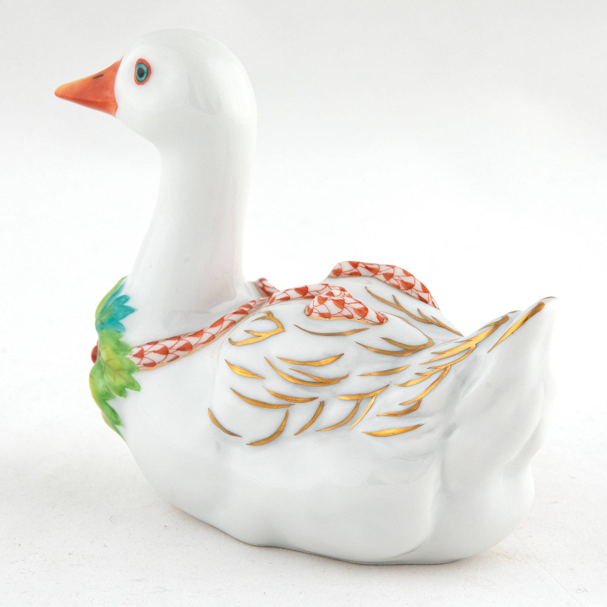 Herend Christmas Goose Figurine – Rust, alternate view