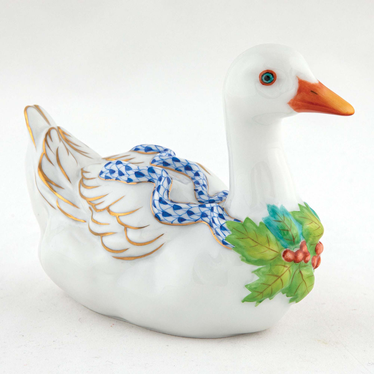Herend Christmas Goose Figurine – Sapphire, alternate view
