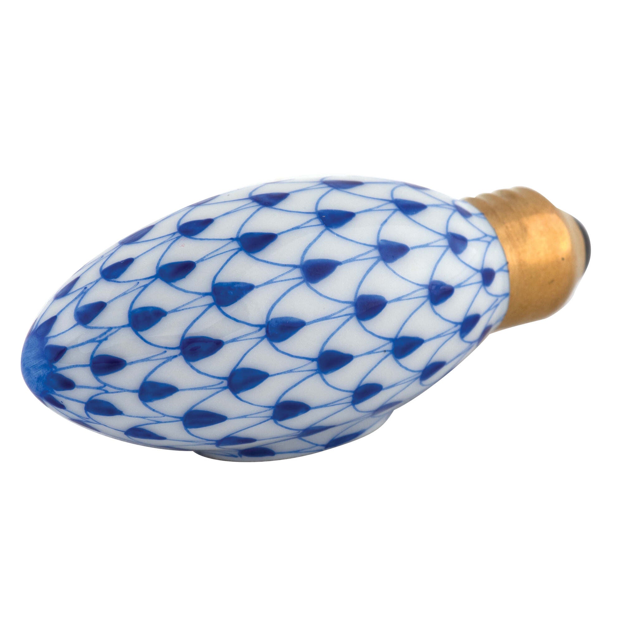 Herend Christmas Light Figurine porcelain figurine painted in the Sapphire fishnet pattern