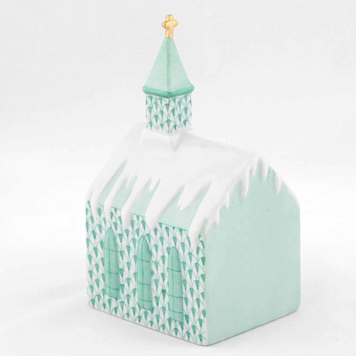 Herend Church Figurine – Green, alternate view