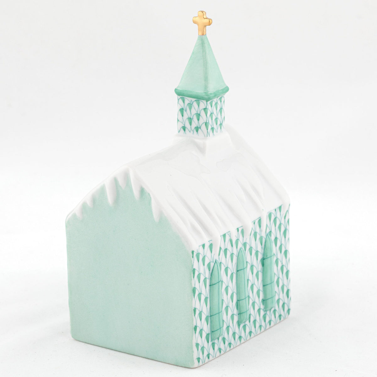 Herend Church Figurine – Green, alternate view
