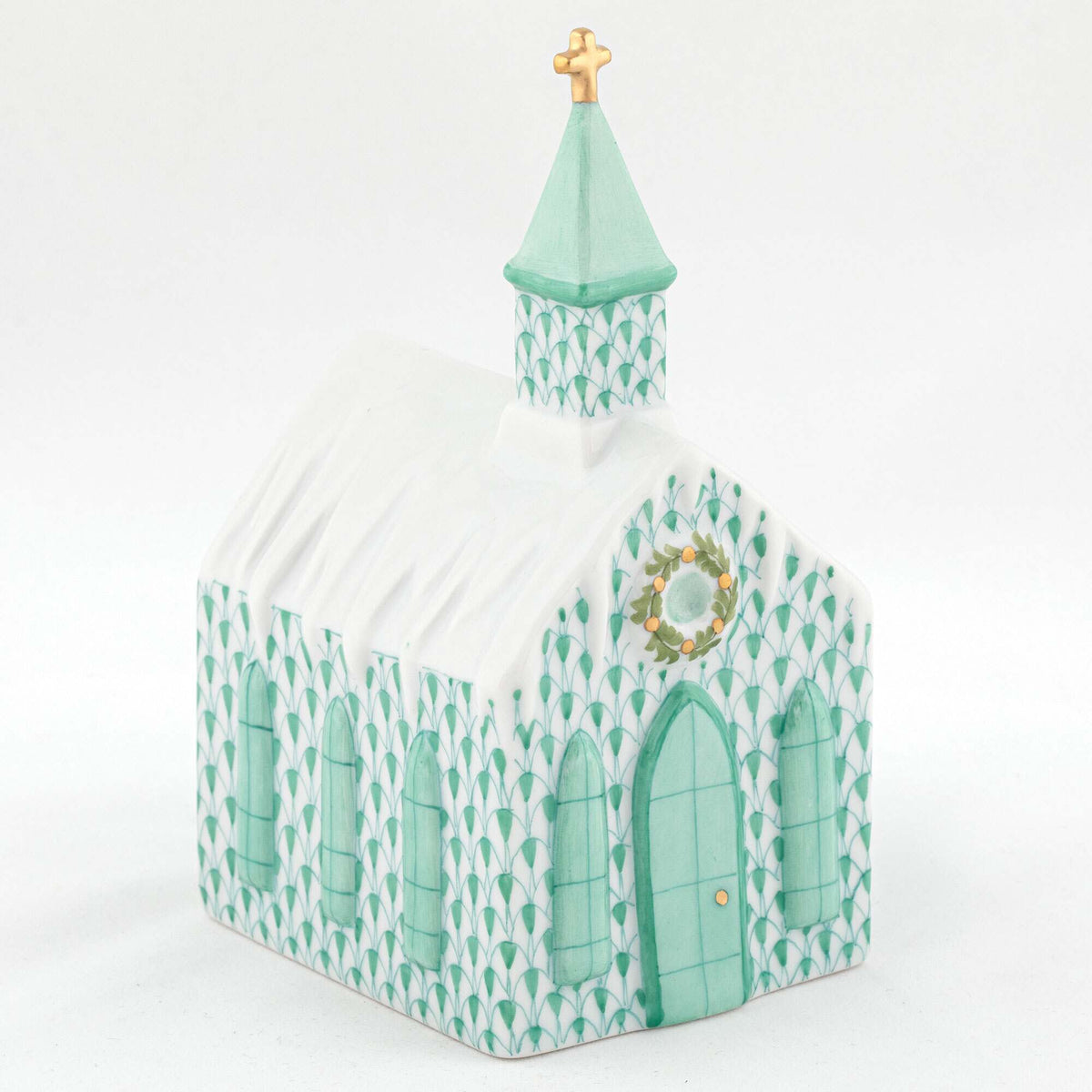 Herend Church Figurine – Green, alternate view