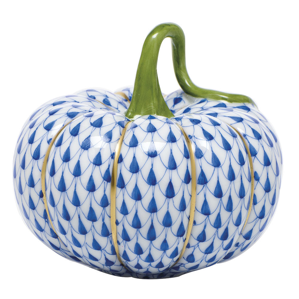 Cinderella Pumpkin Figurine in hand-painted Sapphire porcelain by Herend of Hungary