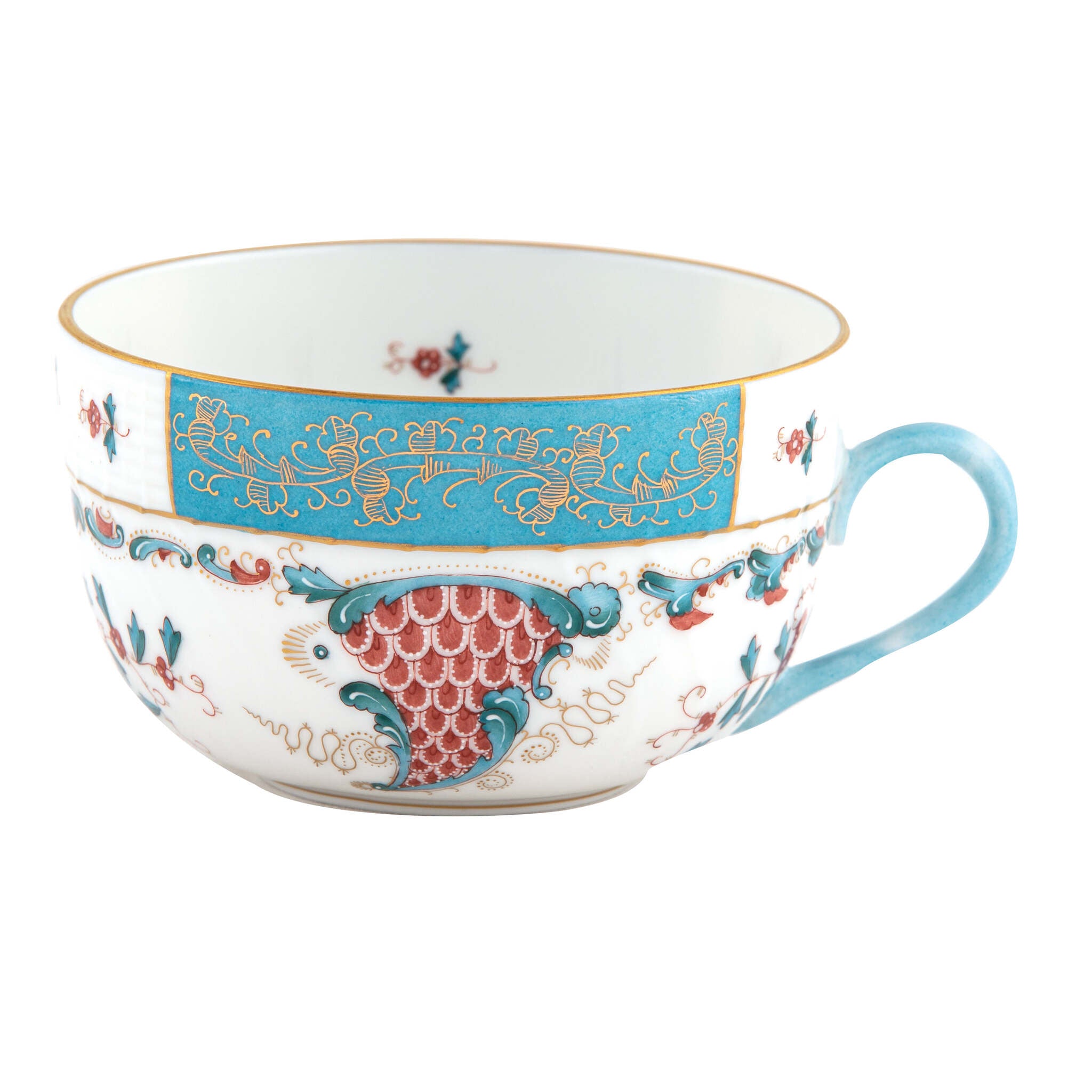 Hand-painted Herend Cornucopia Canton Cup Teacup in fine porcelain, on a white background