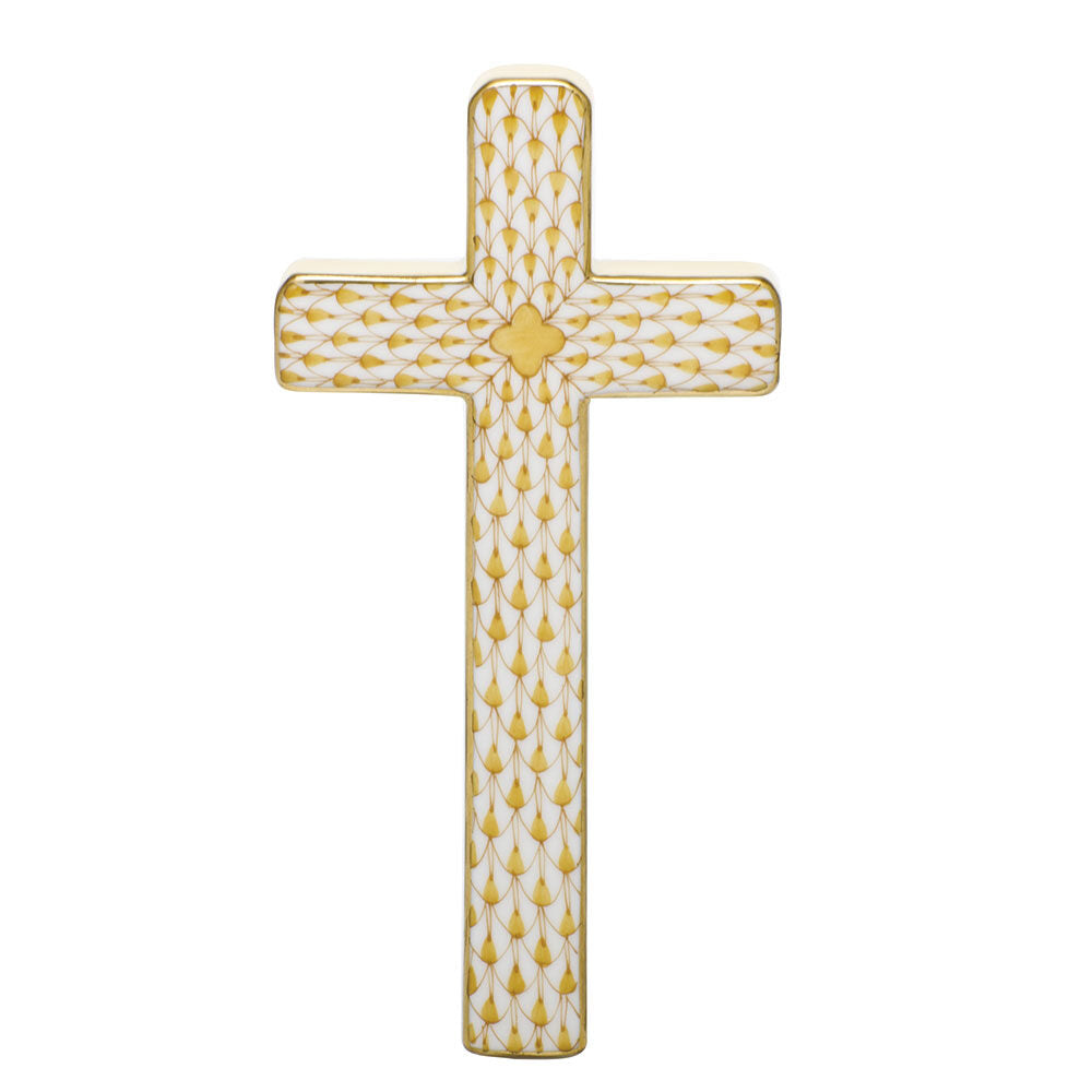 Cross Figurine in hand-painted Butterscotch porcelain by Herend of Hungary