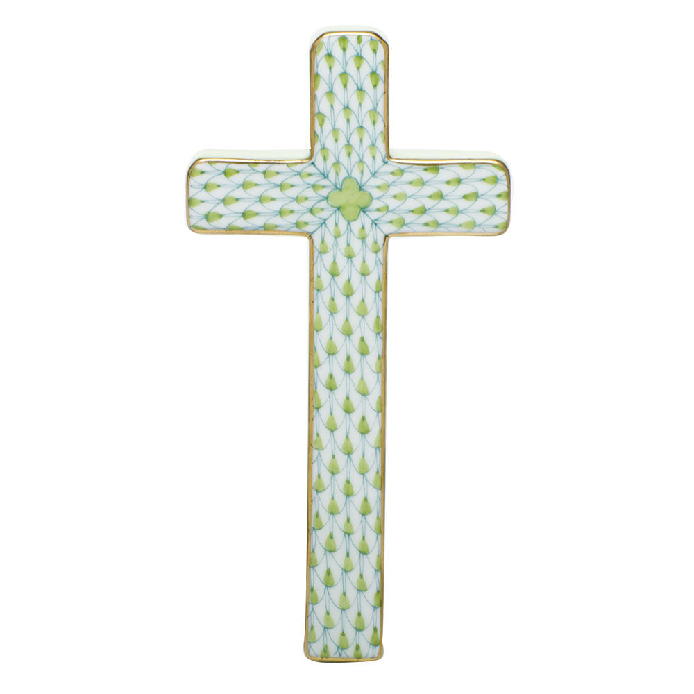 Cross Figurine in hand-painted Key Lime porcelain by Herend of Hungary