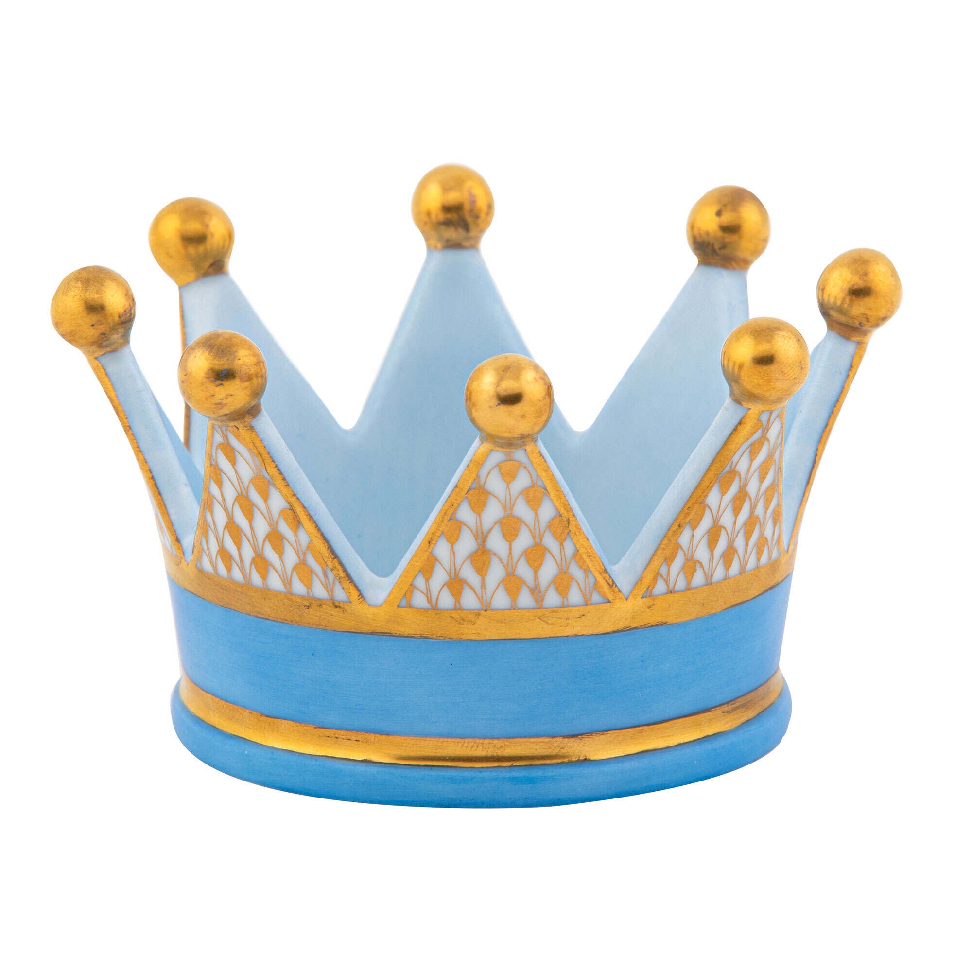 Crown Figurine in hand-painted Blue porcelain by Herend of Hungary