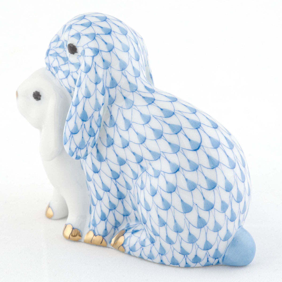 Herend Cuddling Bunnies Figurine – Blue, alternate view