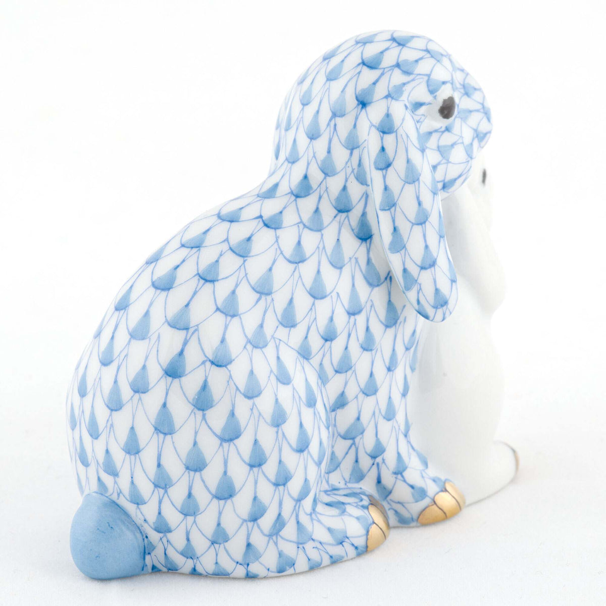 Herend Cuddling Bunnies Figurine – Blue, alternate view