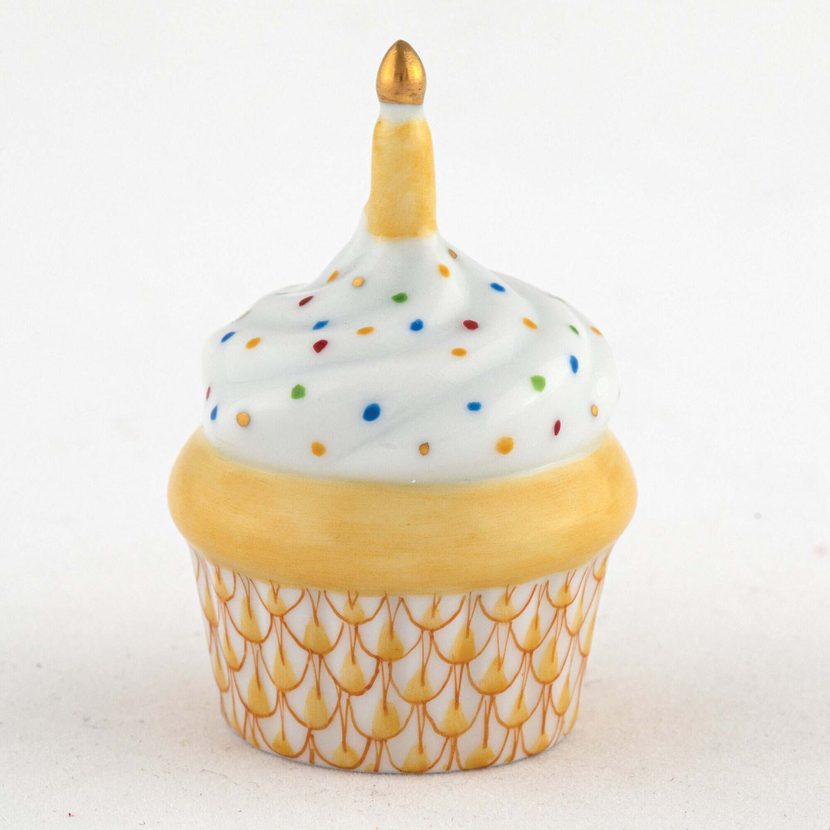 Herend Cupcake with Candle Figurine – Butterscotch, alternate view