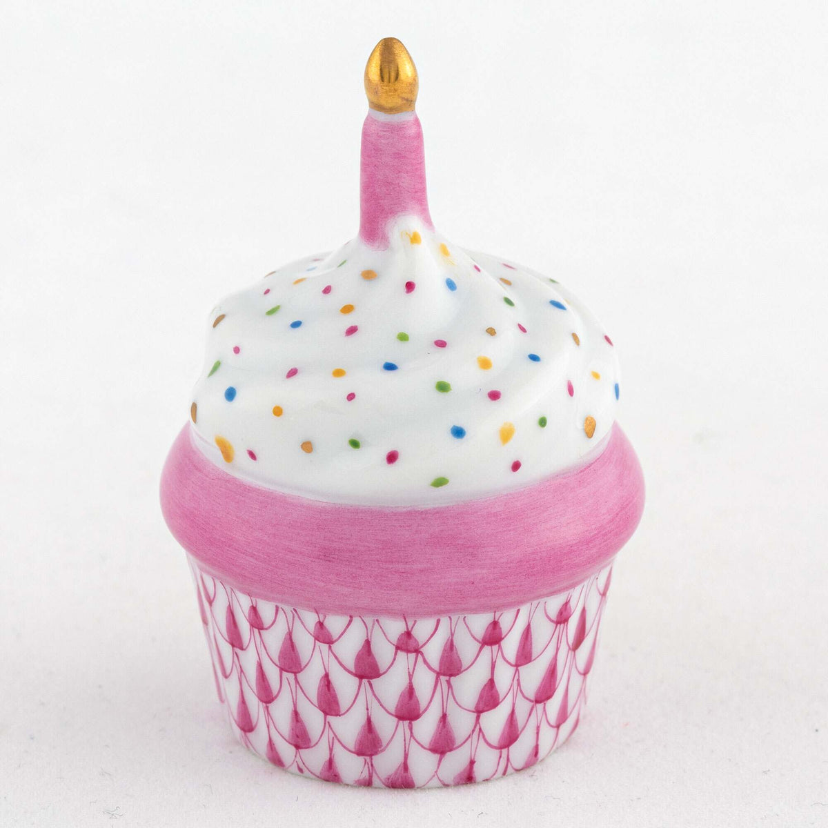 Herend Cupcake with Candle Figurine – Raspberry, alternate view