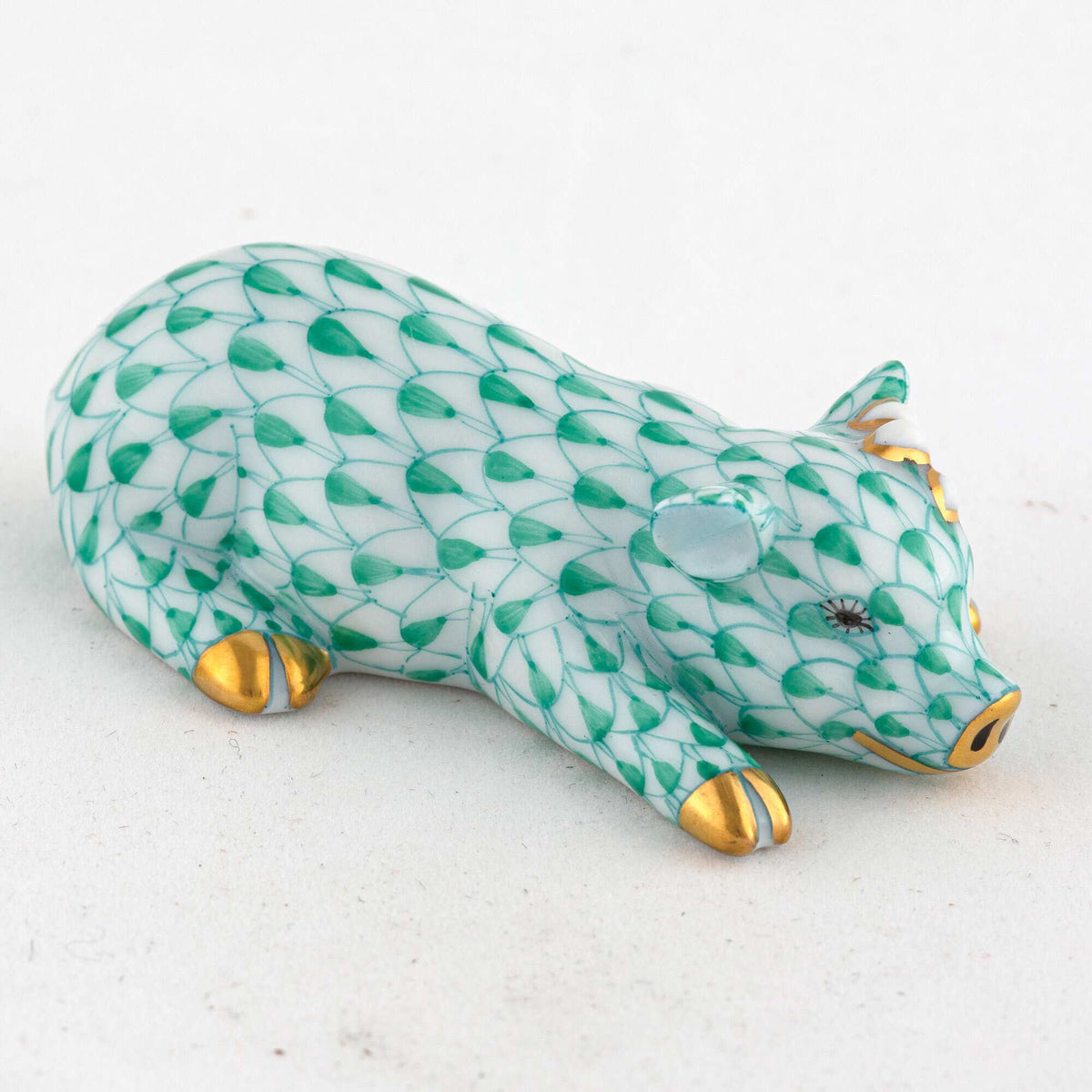 Herend Daisy the Pig Figurine – Green, alternate view