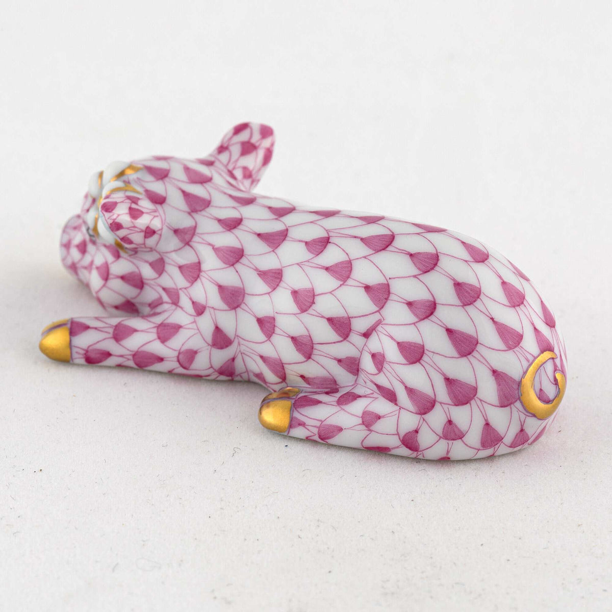 Herend Daisy the Pig Figurine – Raspberry, alternate view