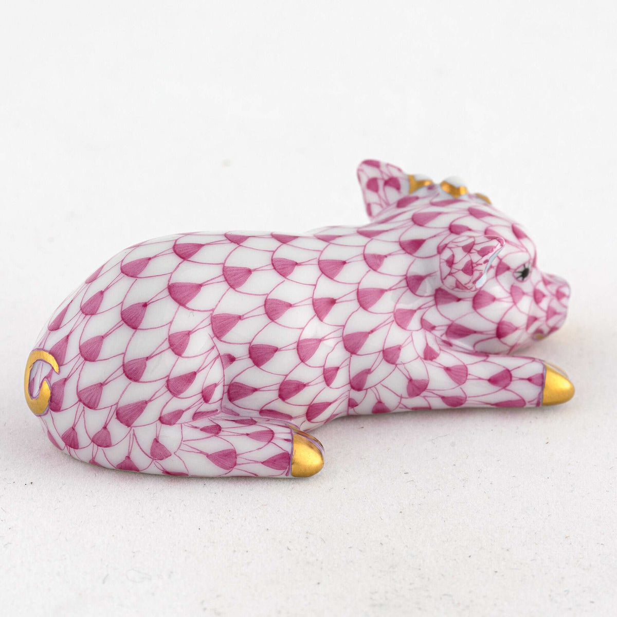 Herend Daisy the Pig Figurine – Raspberry, alternate view