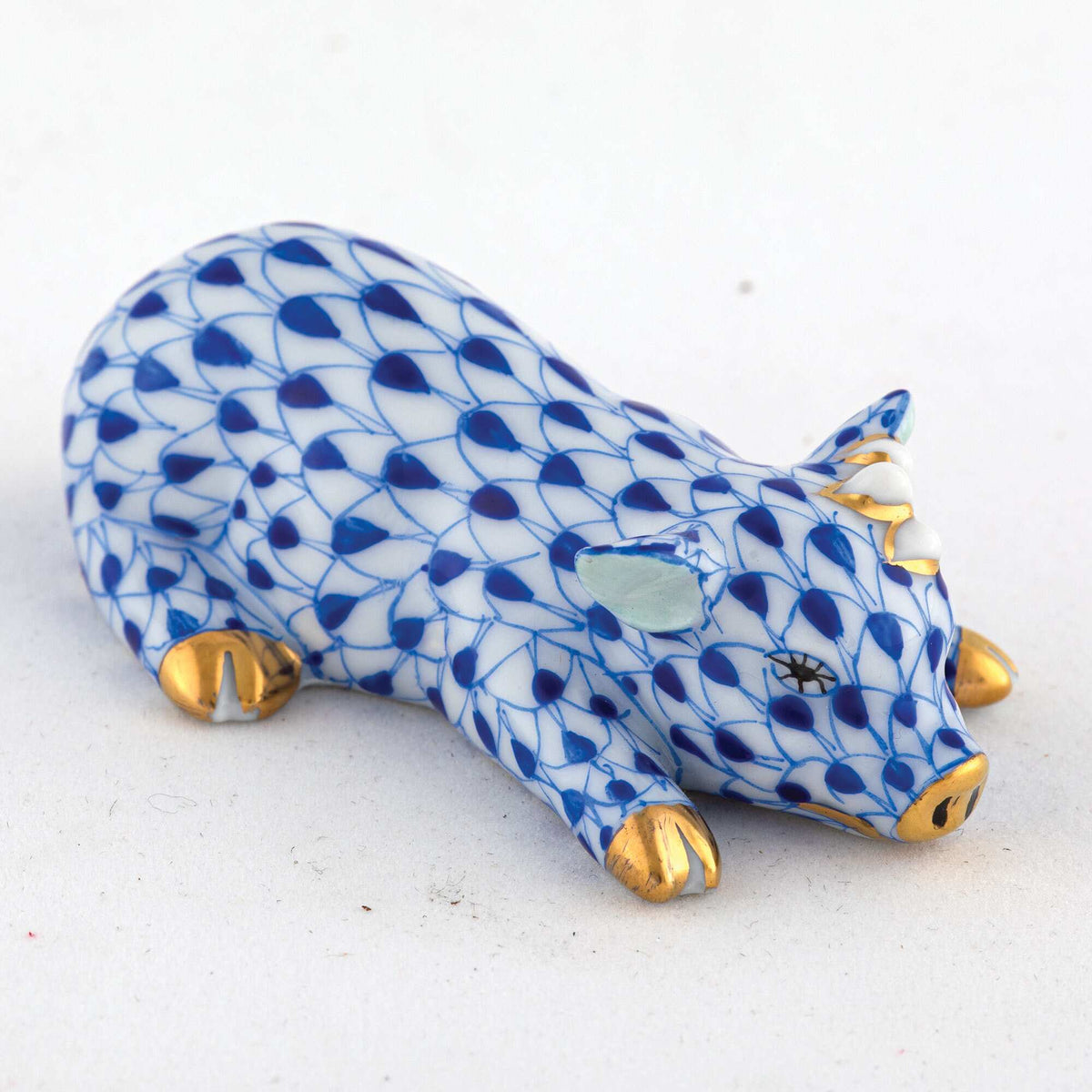 Herend Daisy the Pig Figurine – Sapphire, alternate view