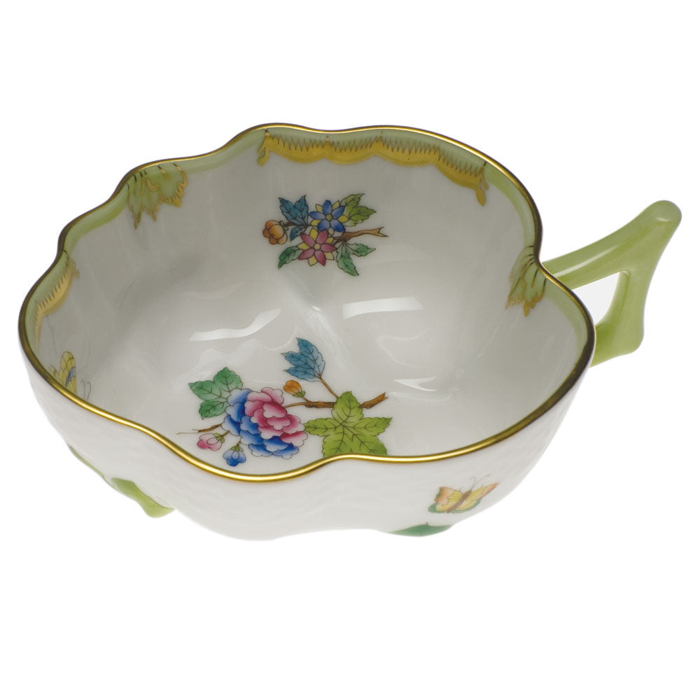 Hand-painted Herend Deep Leaf Dish in fine porcelain, 1.5in H, on a white background