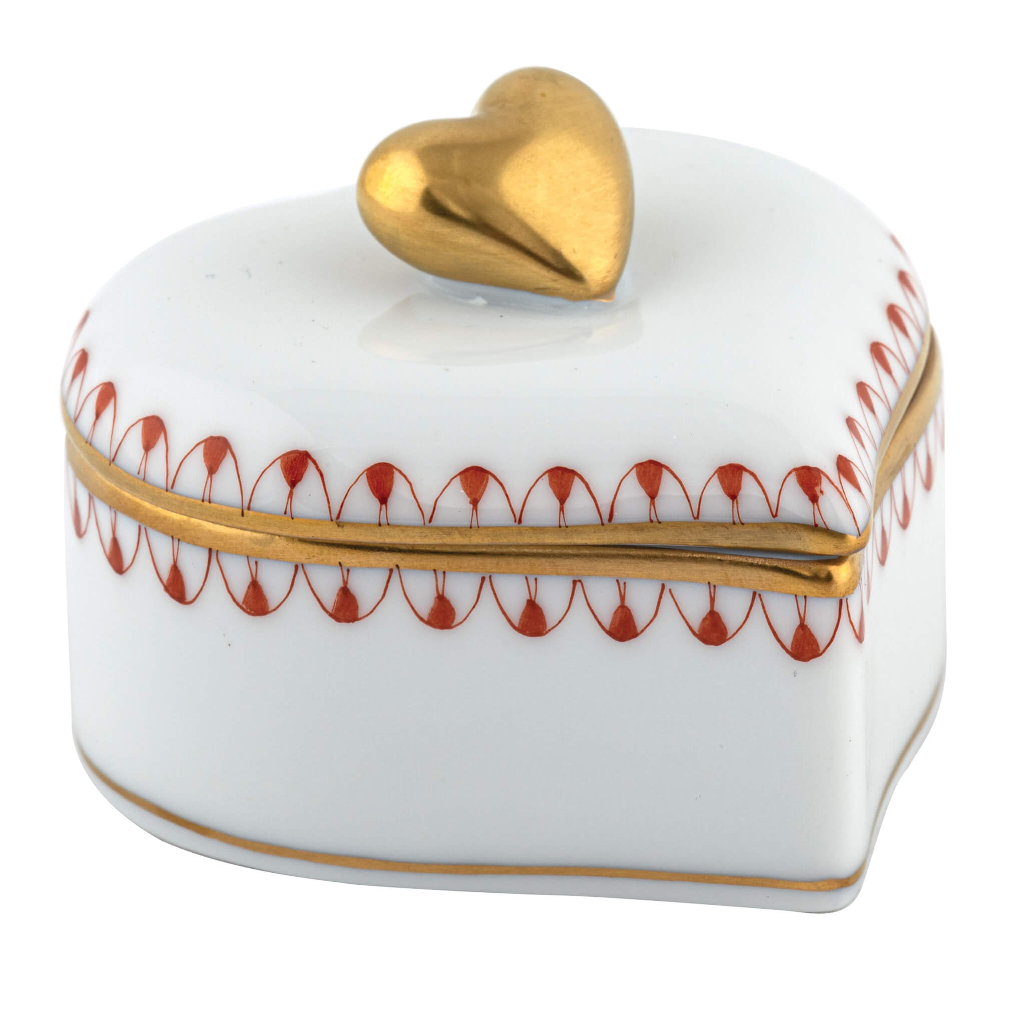 Herend Double Heart Box in Rust