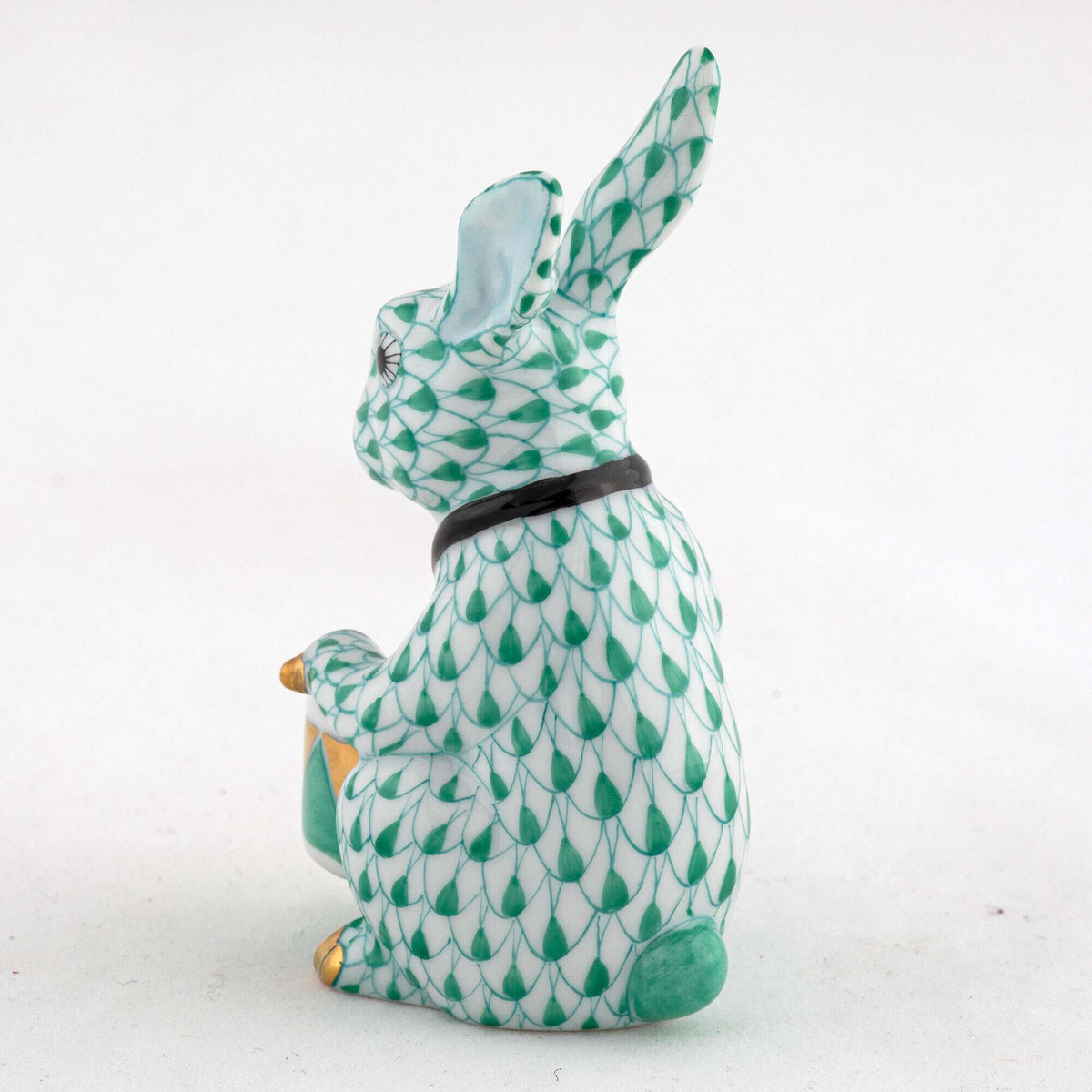 Herend Drummer Bunny Figurine – Green, alternate view