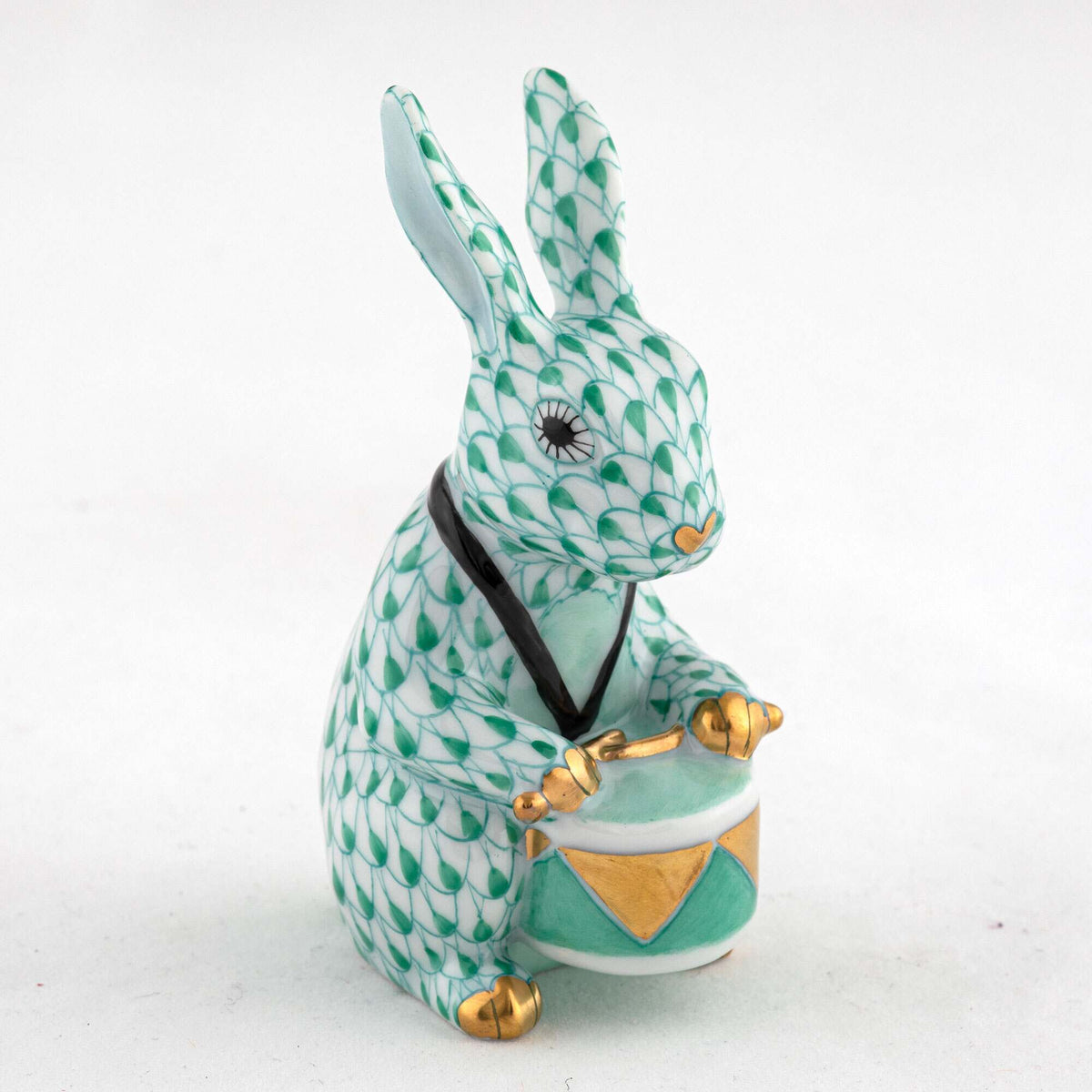 Herend Drummer Bunny Figurine – Green, alternate view