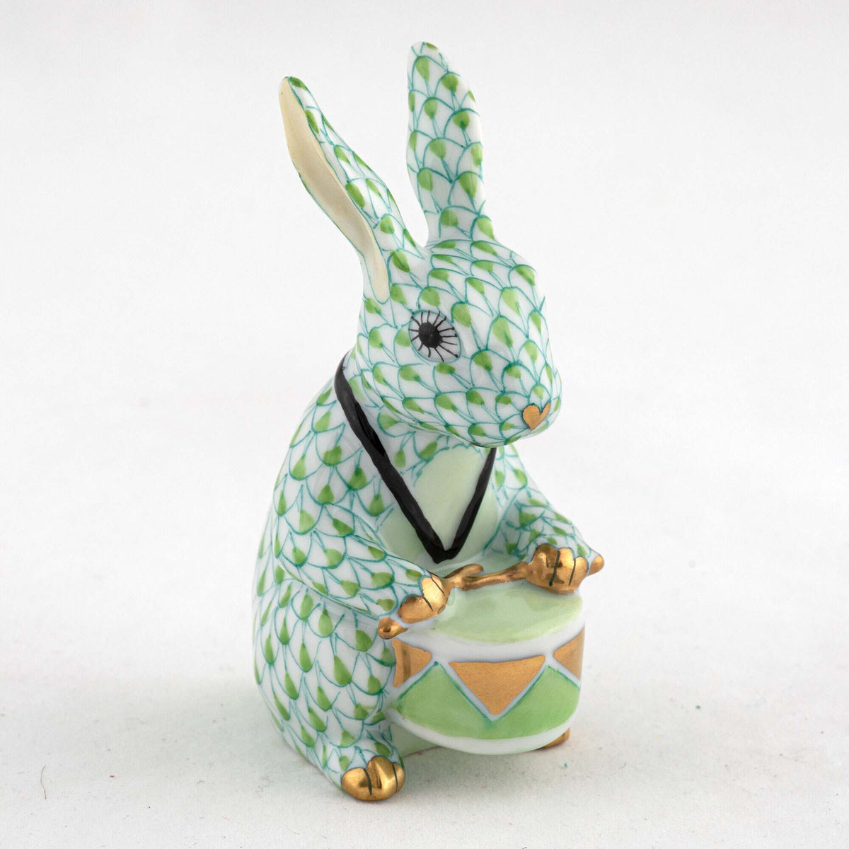 Herend Drummer Bunny Figurine – Key Lime, alternate view