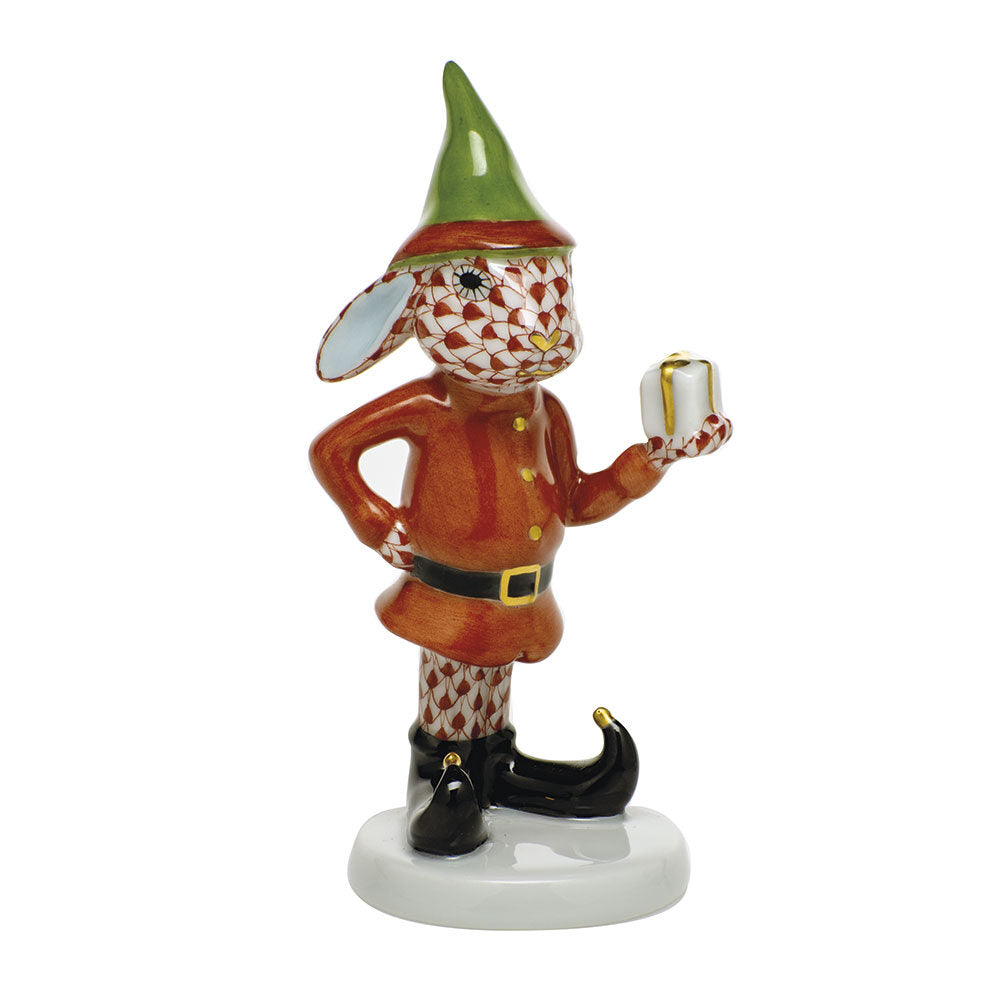Elf Bunny Figurine in hand-painted Rust porcelain by Herend of Hungary