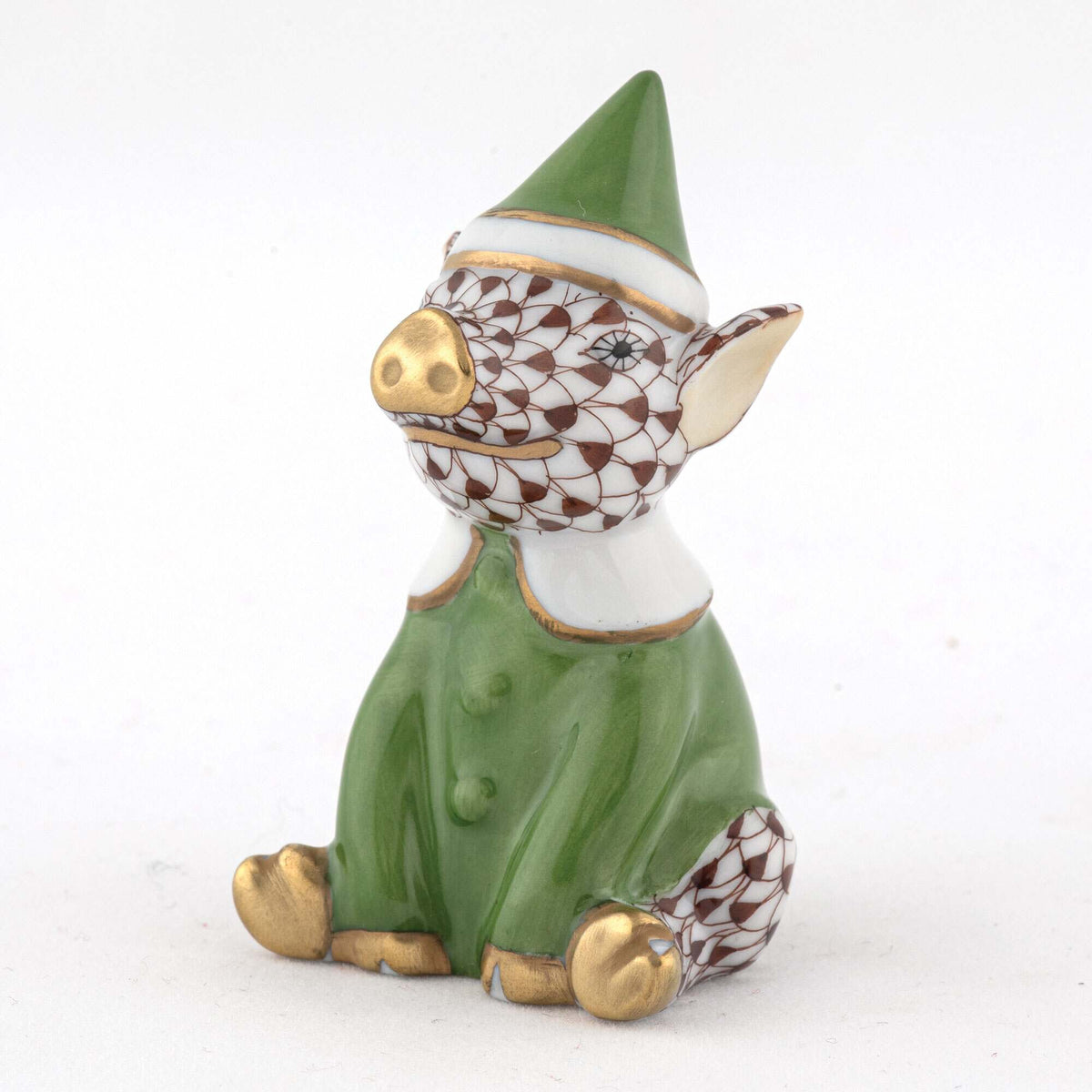 Herend Elf Piggy Figurine – Chocolate, alternate view
