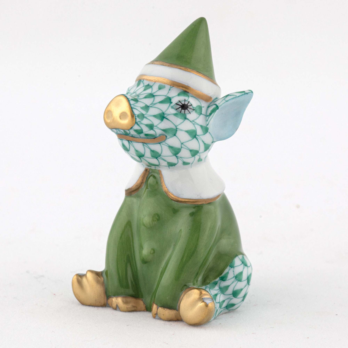 Herend Elf Piggy Figurine – Green, alternate view