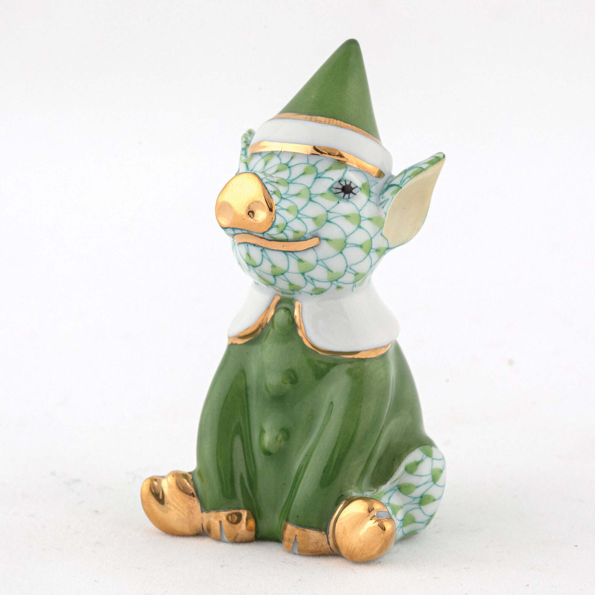 Herend Elf Piggy Figurine – Key Lime, alternate view
