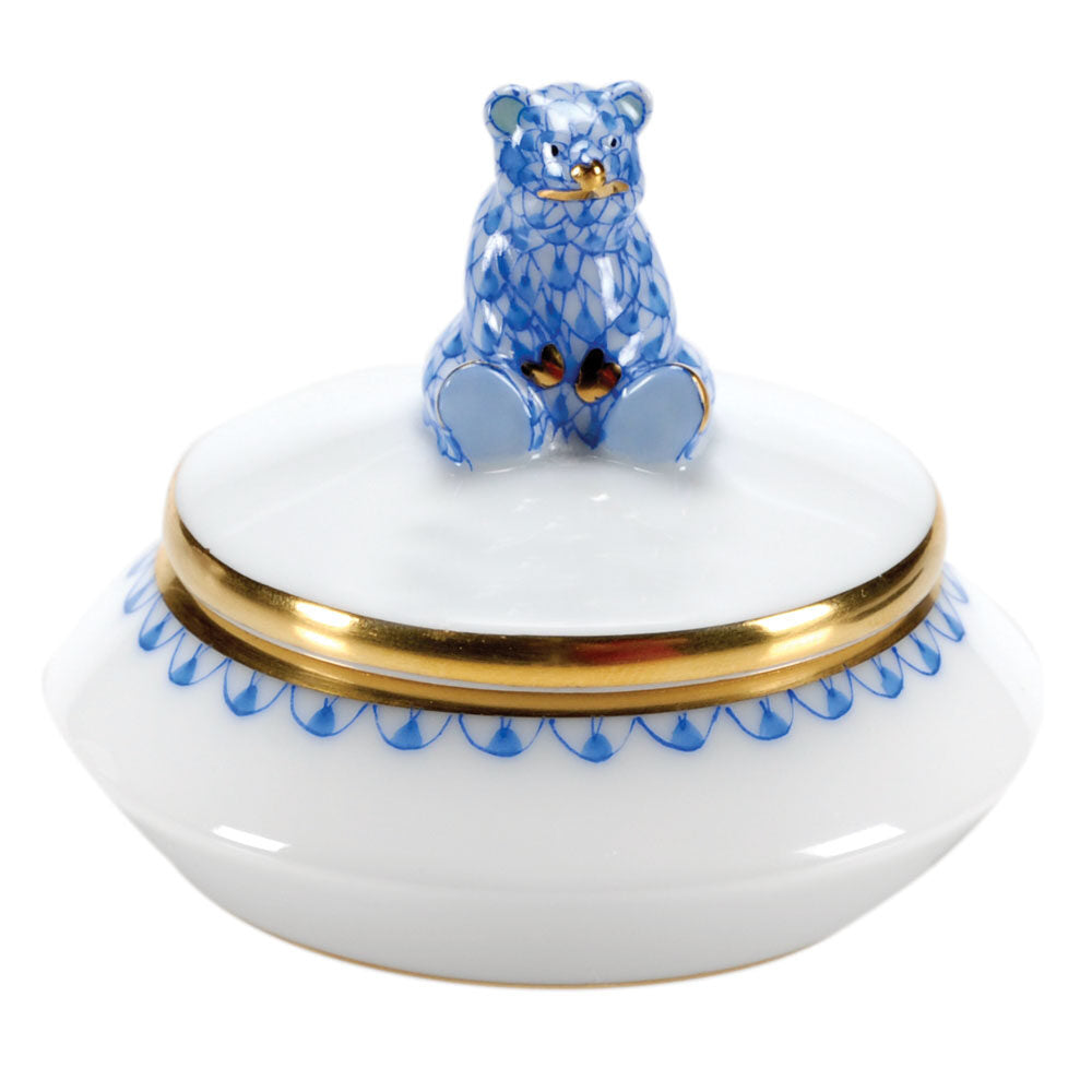 First Curl Box in hand-painted Blue porcelain by Herend of Hungary