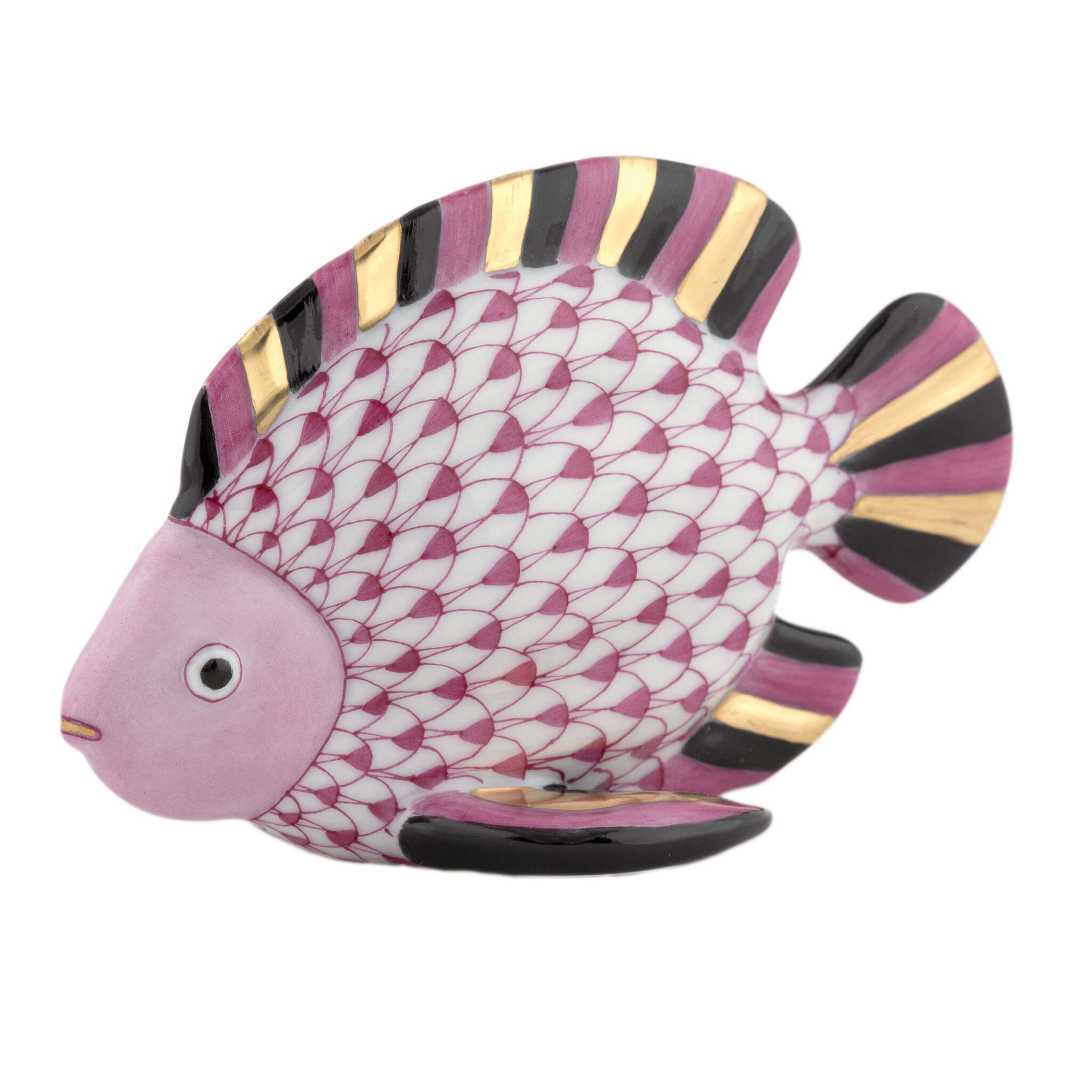 Fish Figurine in hand-painted Raspberry porcelain by Herend of Hungary