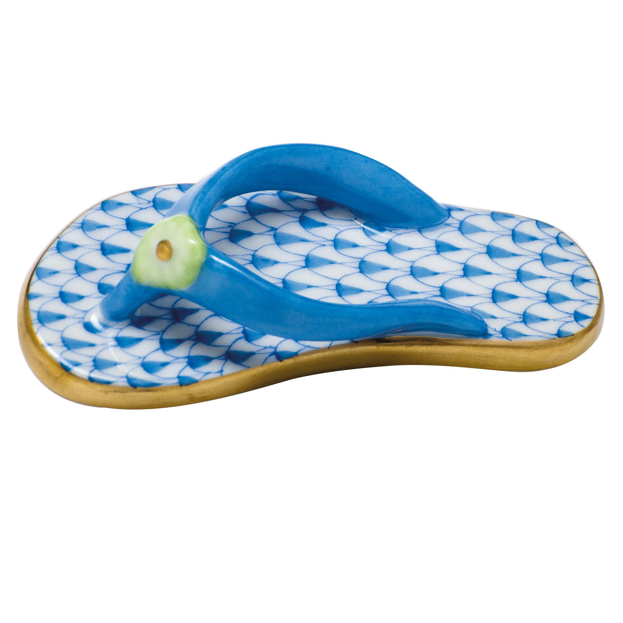 Flip Flop Figurine in hand-painted Blue porcelain by Herend of Hungary