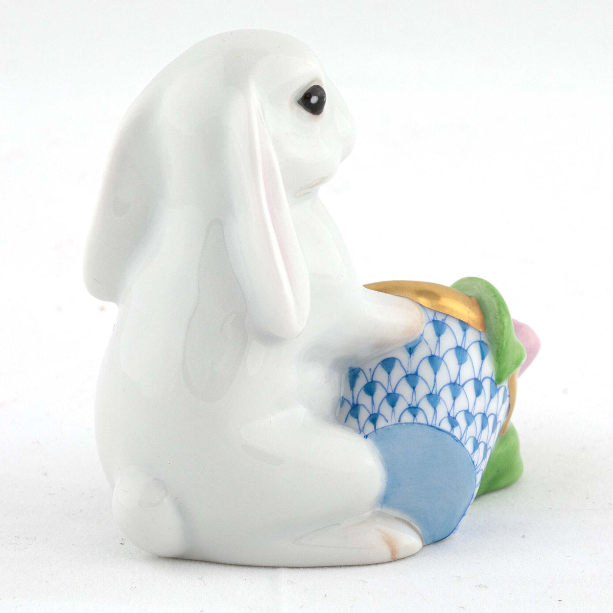 Herend Flowerpot Bunny Figurine – Blue, alternate view