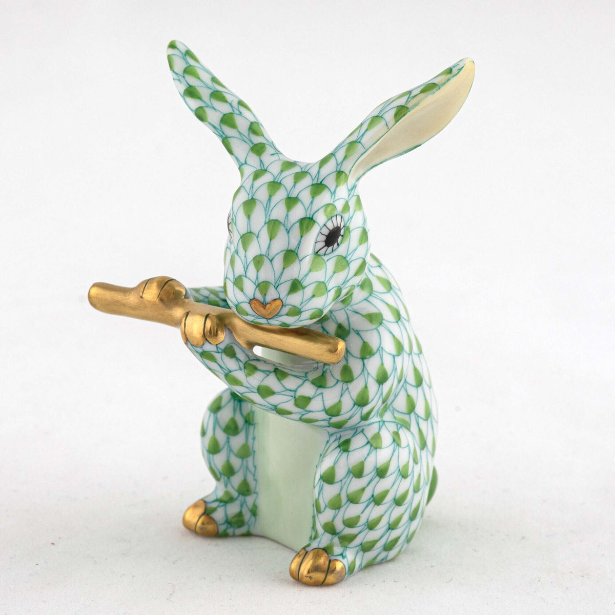 Herend Flute Bunny Figurine – Key Lime, alternate view