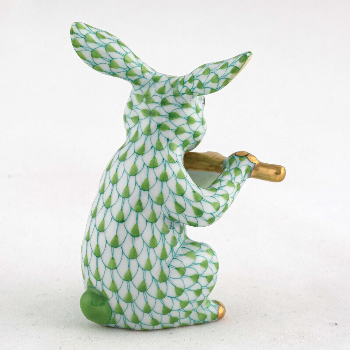 Herend Flute Bunny Figurine – Key Lime, alternate view