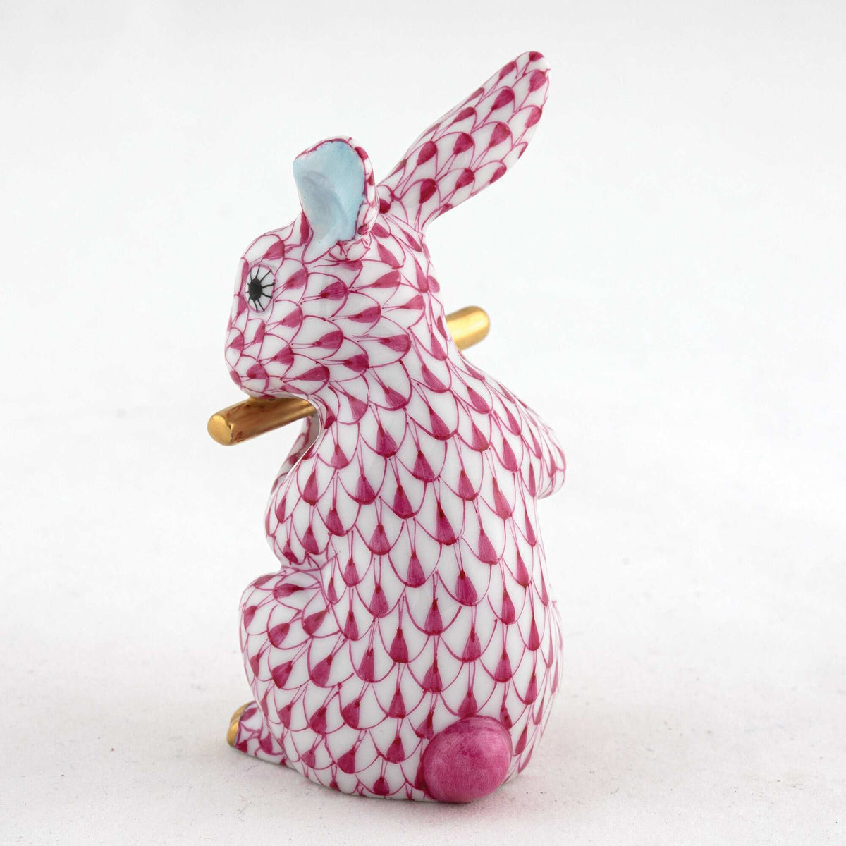 Herend Flute Bunny Figurine – Raspberry, alternate view