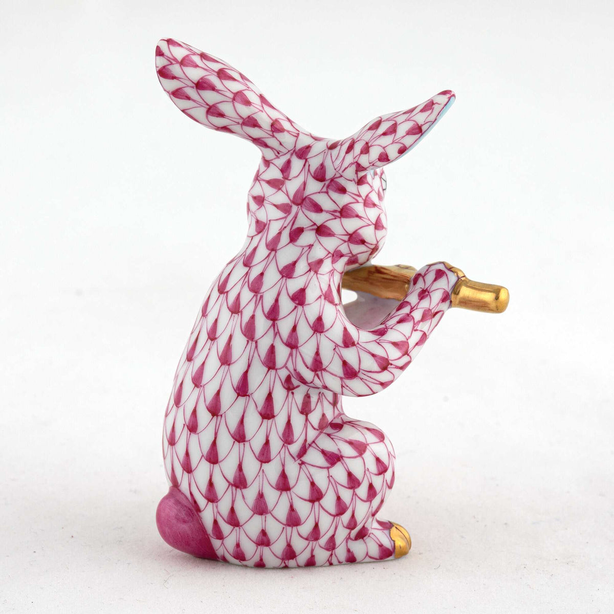 Herend Flute Bunny Figurine – Raspberry, alternate view