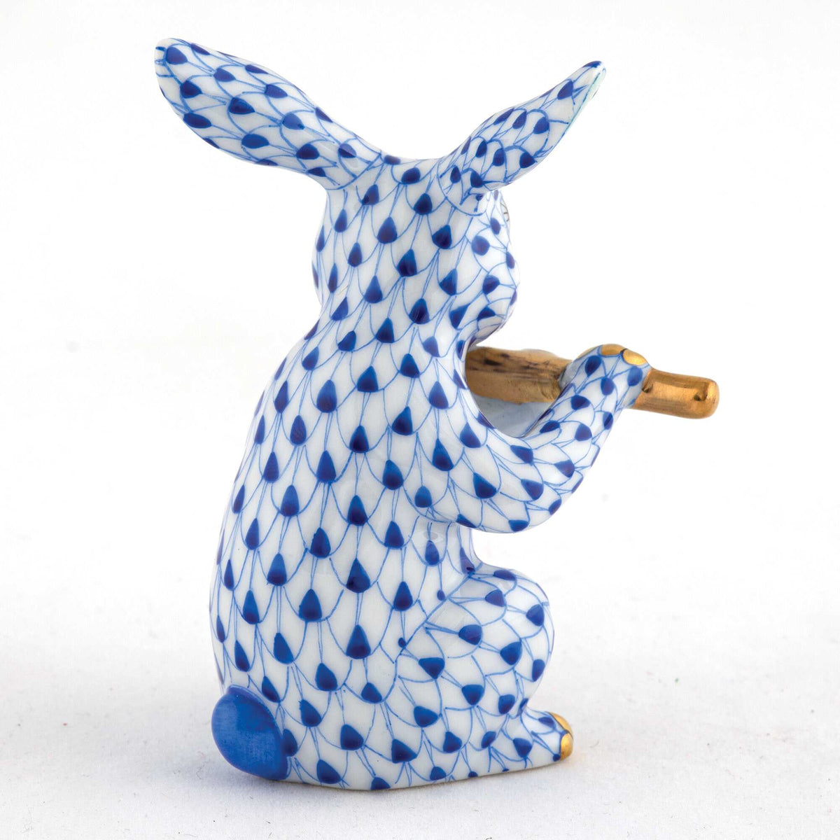 Herend Flute Bunny Figurine – Sapphire, alternate view