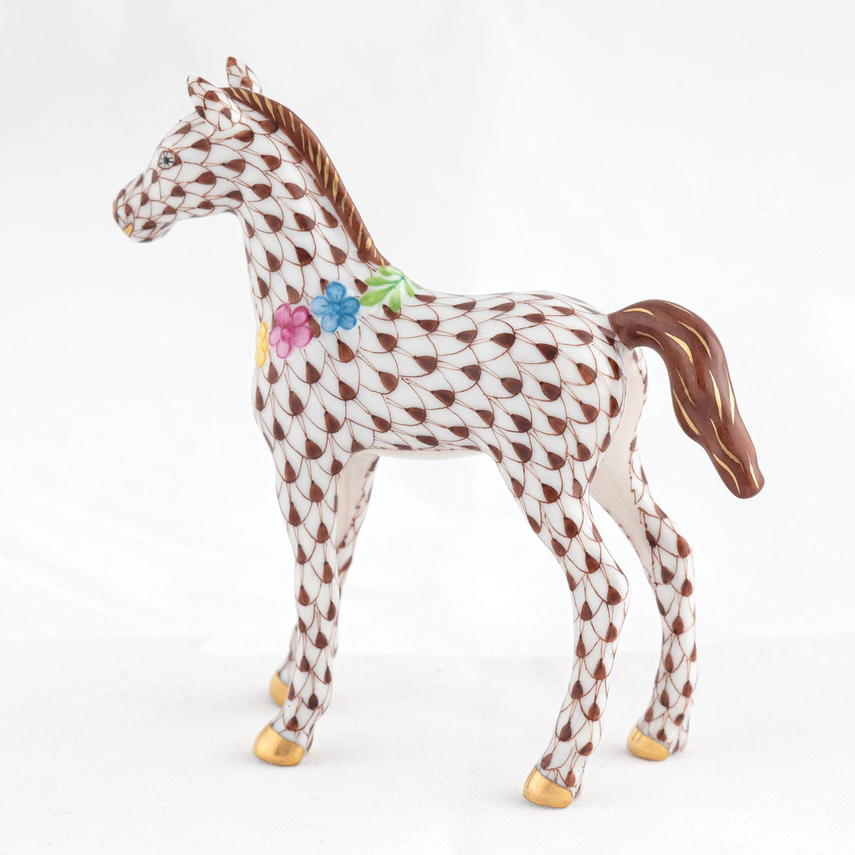 Herend Foal with Flowers Figurine – Chocolate, alternate view