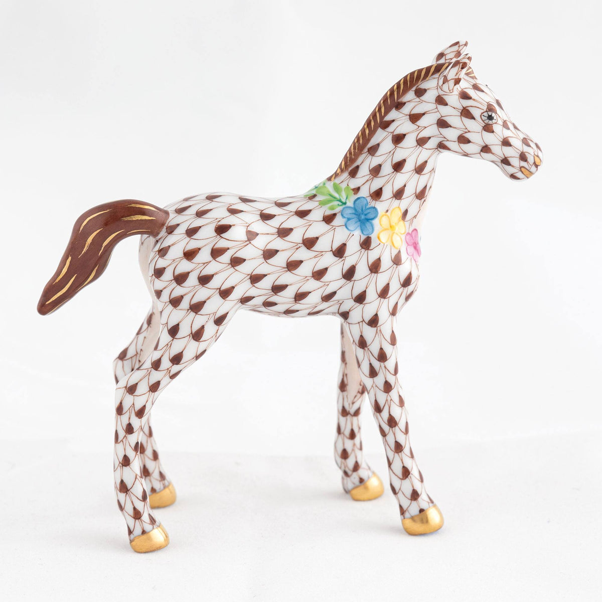 Herend Foal with Flowers Figurine – Chocolate, alternate view
