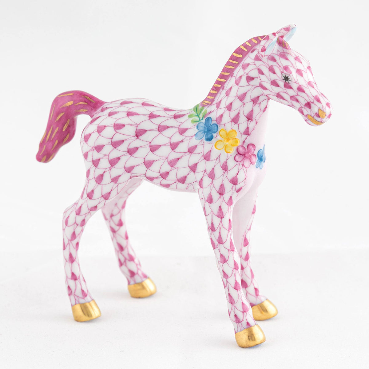 Herend Foal with Flowers Figurine – Raspberry, alternate view