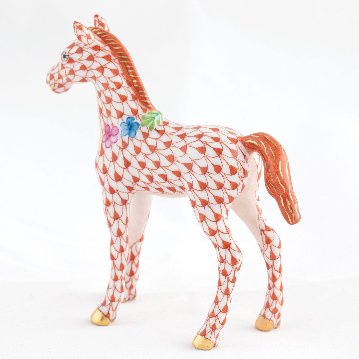 Herend Foal with Flowers Figurine – Rust, alternate view